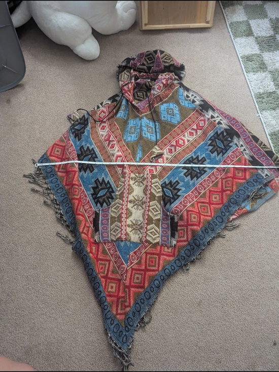 Gypsy Rose Sweaters - Boho Multi-Color Aztec Hooded Poncho